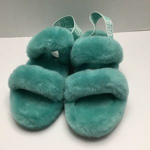 UGG Fluffy Green Sandals